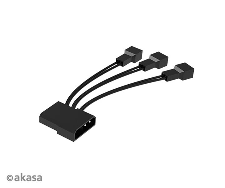 Akasa VEGAS AR7 Kit Triple 120mm addressable RGB LED fan pack with 1-to-3 splitter and extension cable