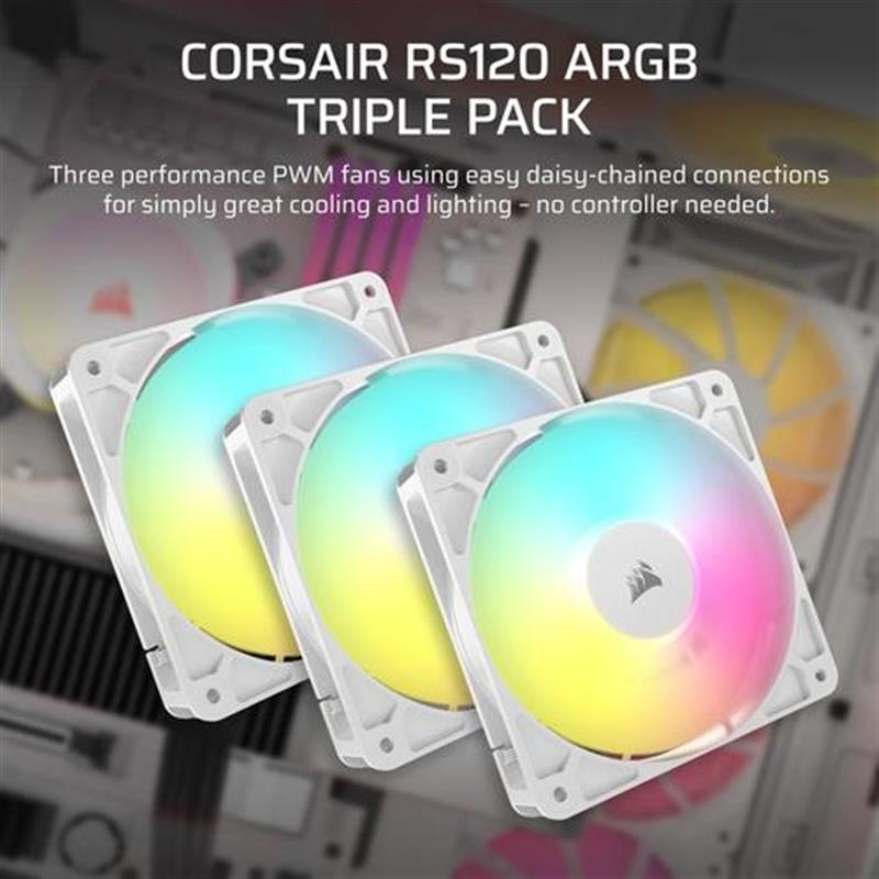 Corsair RS120 ARGB Computer behuizing Ventilator 12 cm Wit 3 stuk s 