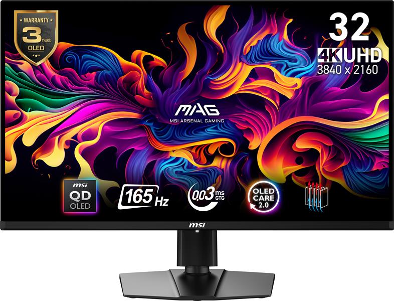 MSI MAG 321UP QD-OLED computer monitor 80 cm (31.5"") 3840 x 2160 Pixels 4K Ultra HD QDOLED Zwart