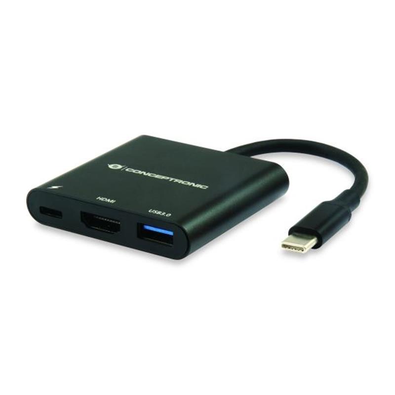 Conceptronic DONN01B interface hub USB 3.2 Gen 1 (3.1 Gen 1) Type-C 5000 Mbit/s Zwart