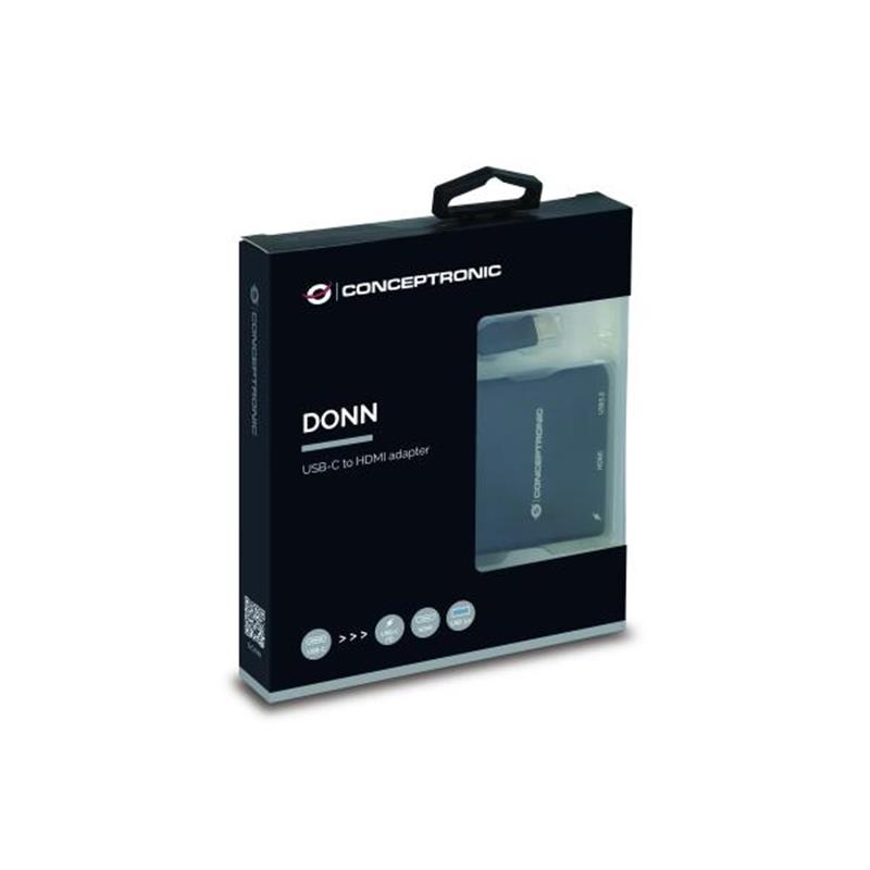 Conceptronic DONN01B interface hub USB 3.2 Gen 1 (3.1 Gen 1) Type-C 5000 Mbit/s Zwart