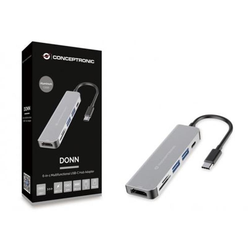 Conceptronic DONN02G interface hub USB 3.2 Gen 1 (3.1 Gen 1) Type-C 5000 Mbit/s Aluminium