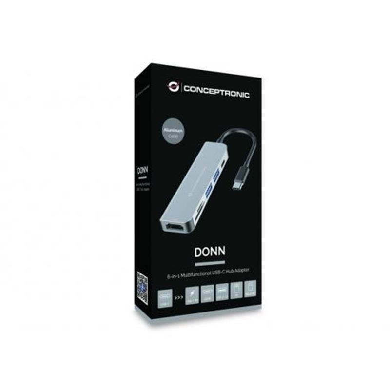 Conceptronic DONN02G interface hub USB 3.2 Gen 1 (3.1 Gen 1) Type-C 5000 Mbit/s Aluminium