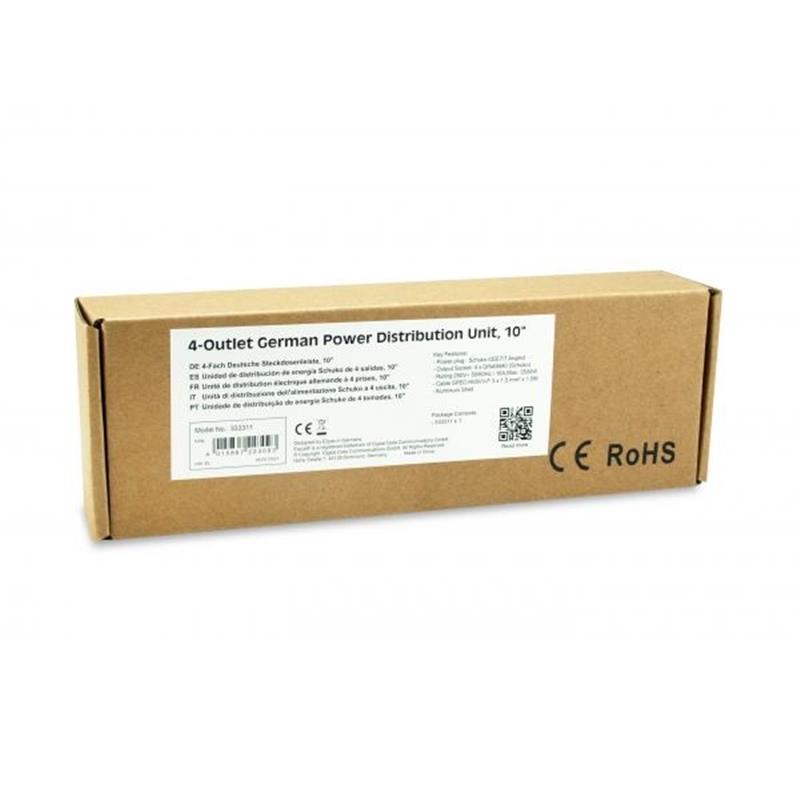 Equip 333311 energiedistributie 1U Zwart, Zilver 4 AC-uitgang(en)