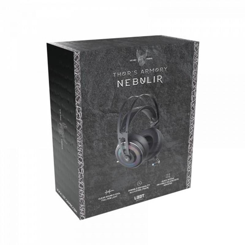 L33T Gaming Nebulir Gaming Headset w Mic RGB 50mm Black