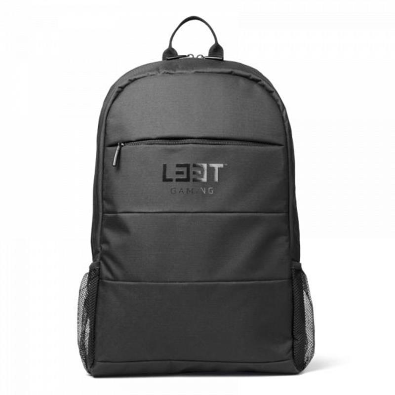 L33T Gaming Gaming Backpack in black slim nylon design Fits 15 6inch devices