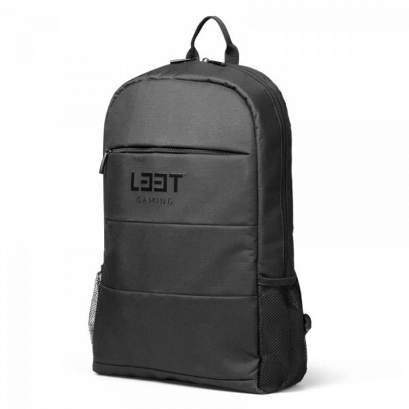 L33T Gaming Gaming Backpack in black slim nylon design Fits 15 6inch devices