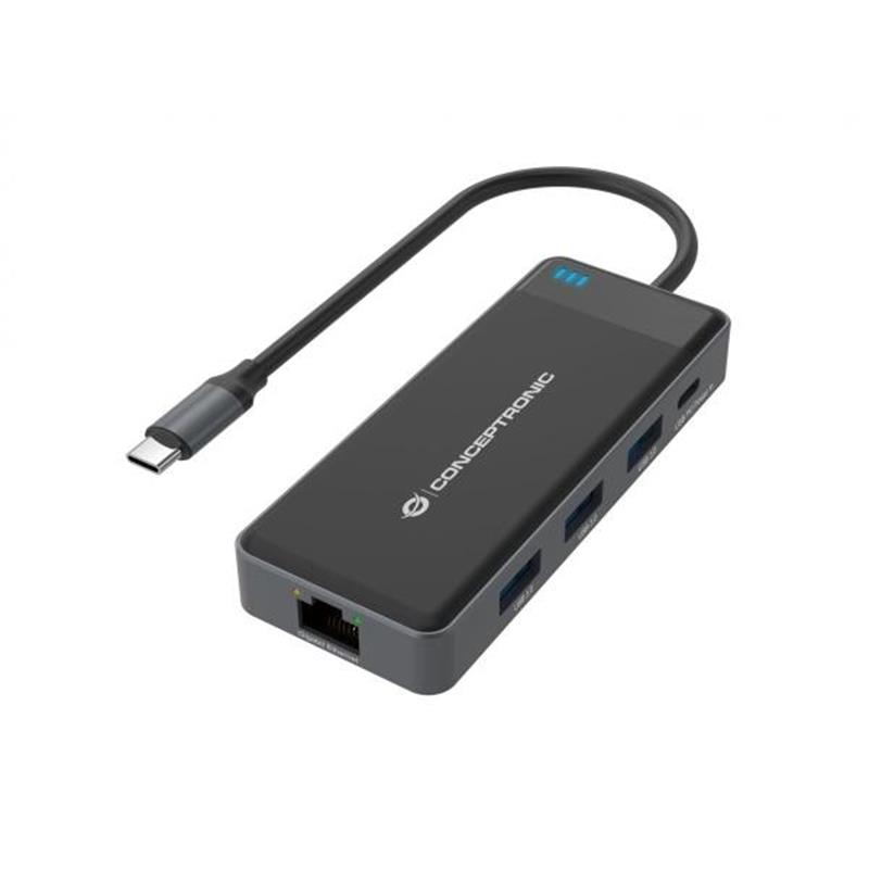 Conceptronic DONN14G notebook dock & poortreplicator Bedraad USB 3.2 Gen 1 (3.1 Gen 1) Type-C Grijs