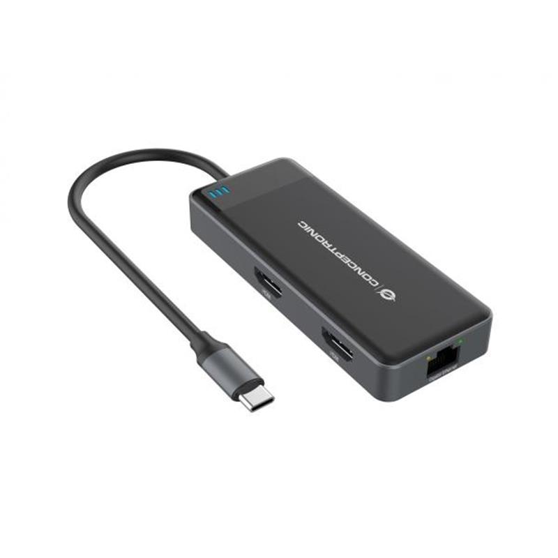 Conceptronic DONN14G notebook dock & poortreplicator Bedraad USB 3.2 Gen 1 (3.1 Gen 1) Type-C Grijs