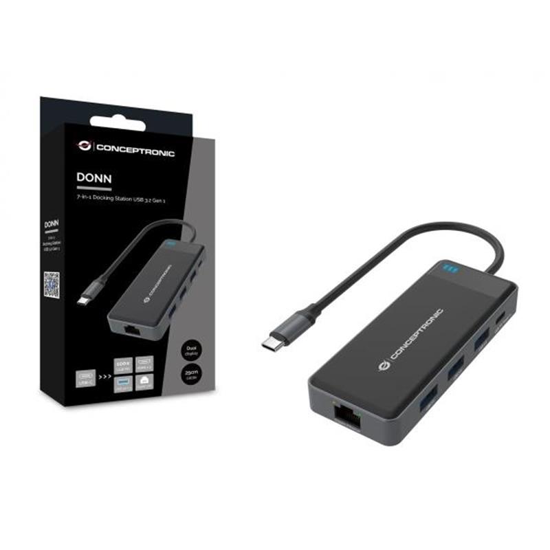 Conceptronic DONN14G notebook dock & poortreplicator Bedraad USB 3.2 Gen 1 (3.1 Gen 1) Type-C Grijs