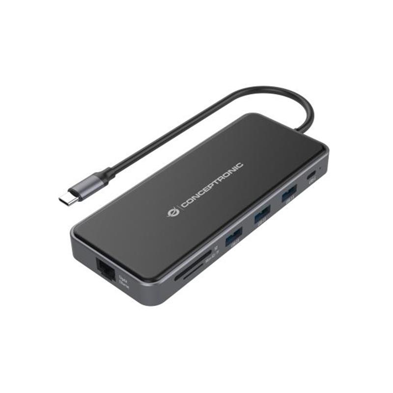 Conceptronic DONN15G notebook dock & poortreplicator Bedraad USB 3.2 Gen 1 (3.1 Gen 1) Type-C Grijs