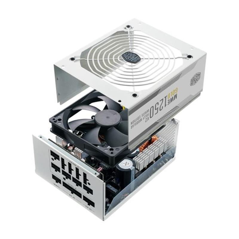 Cooler Master MWE Gold 1250 V2 White ATX3 0 1250W 90% 140mm 3x PCIe 6 2