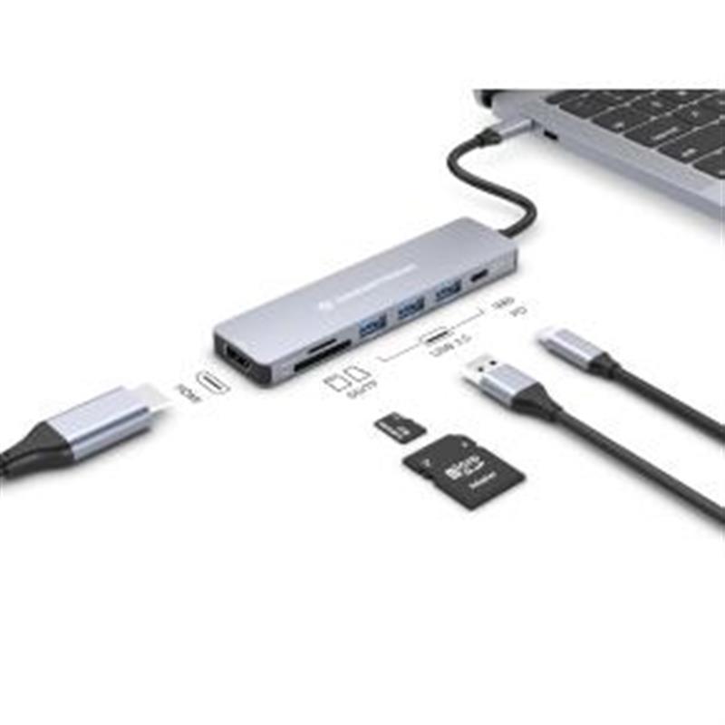 Conceptronic DONN19G laptop dock & poortreplicator Bedraad USB 3.2 Gen 1 (3.1 Gen 1) Type-C Grijs