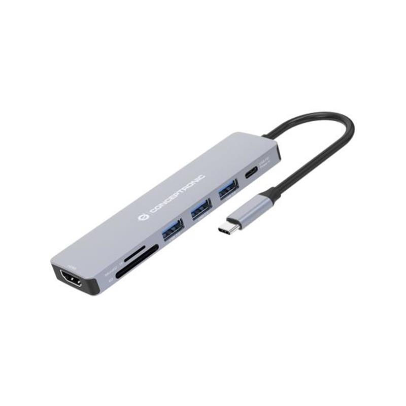 Conceptronic DONN19G laptop dock & poortreplicator Bedraad USB 3.2 Gen 1 (3.1 Gen 1) Type-C Grijs