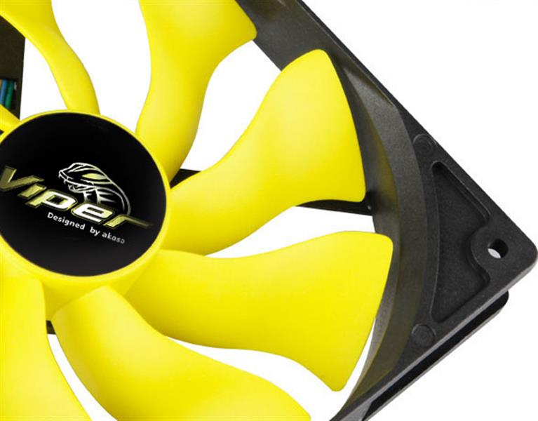 Akasa 14cm Viper High Performance S-Flow fan delivering up to 110 61 CFM of Airflow