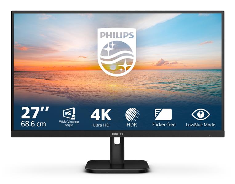 Philips 27E1N1800A/00 computer monitor 68,6 cm (27"") 3840 x 2160 Pixels 4K Ultra HD LED Zwart