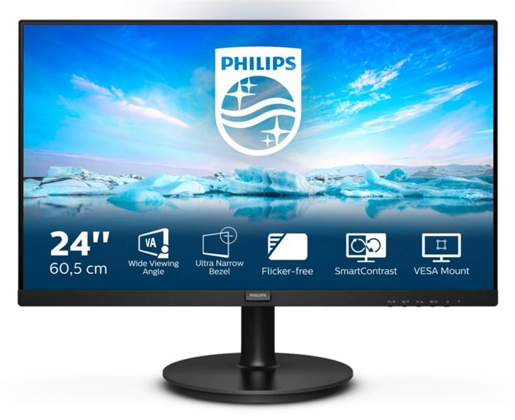 Philips V Line 241V8L/00 LED display 60,5 cm (23.8"") 1920 x 1080 Pixels Full HD Zwart