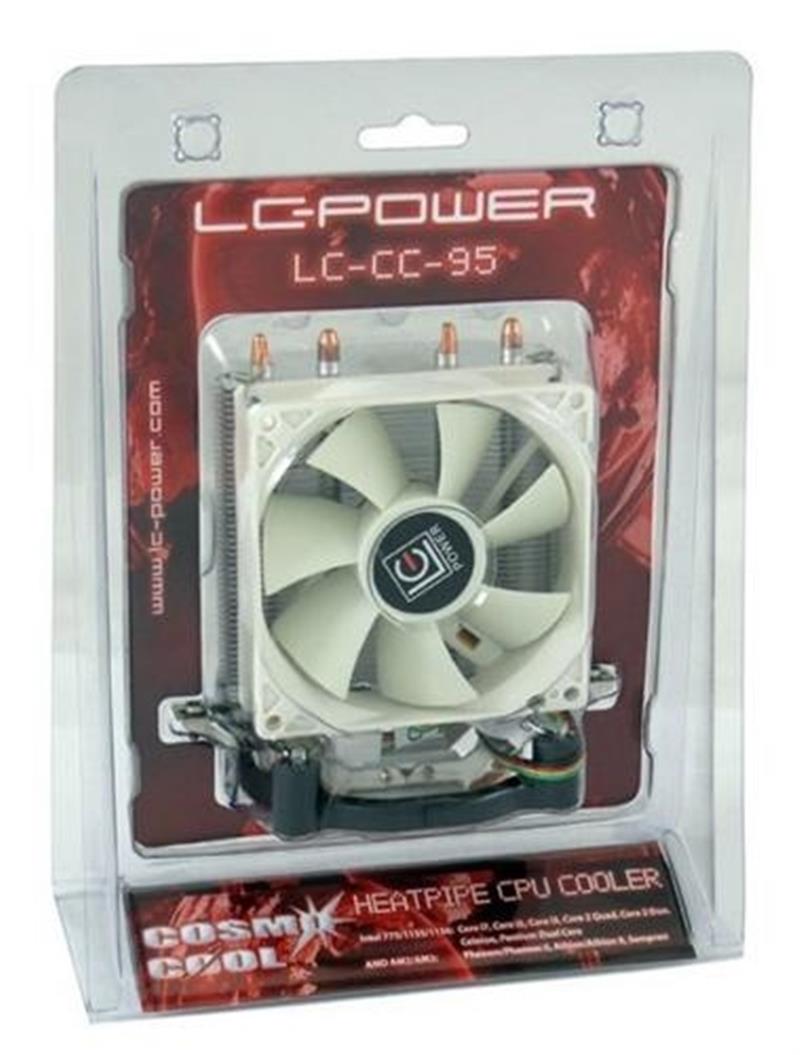 LC-Power LC-CC-95 koelsysteem voor computers Processor Koeler 9,2 cm Zilver, Wit