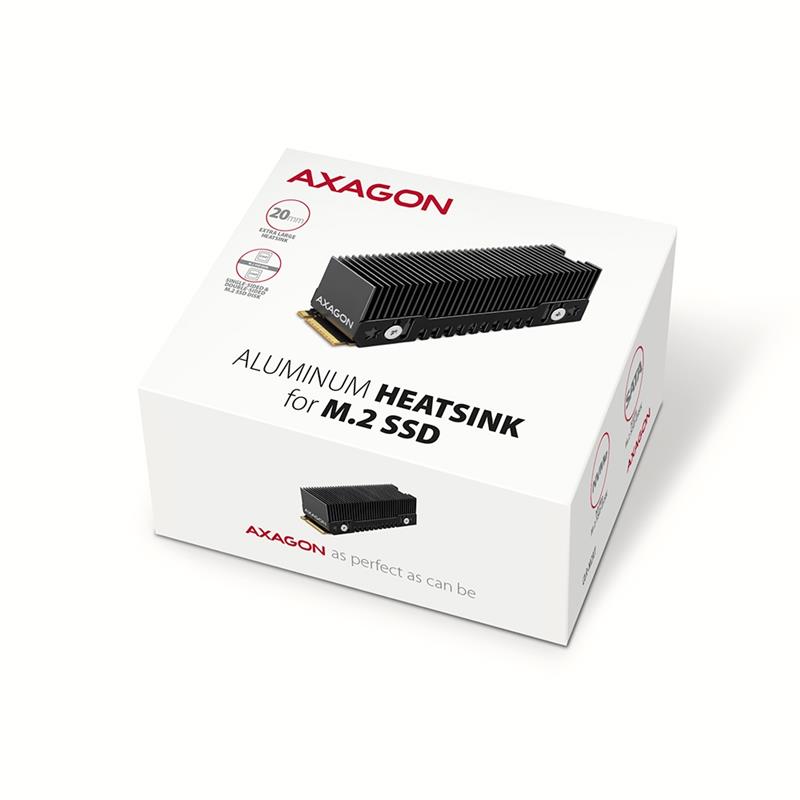 Axagon CLR-M2XT M.2 SSD Passivkühler Aluminium - 2280 M.2 NVMe SSD, SSD (solid-state drive) Koelplaat/radiatoren Zwart, Grijs 1 stuk(s)