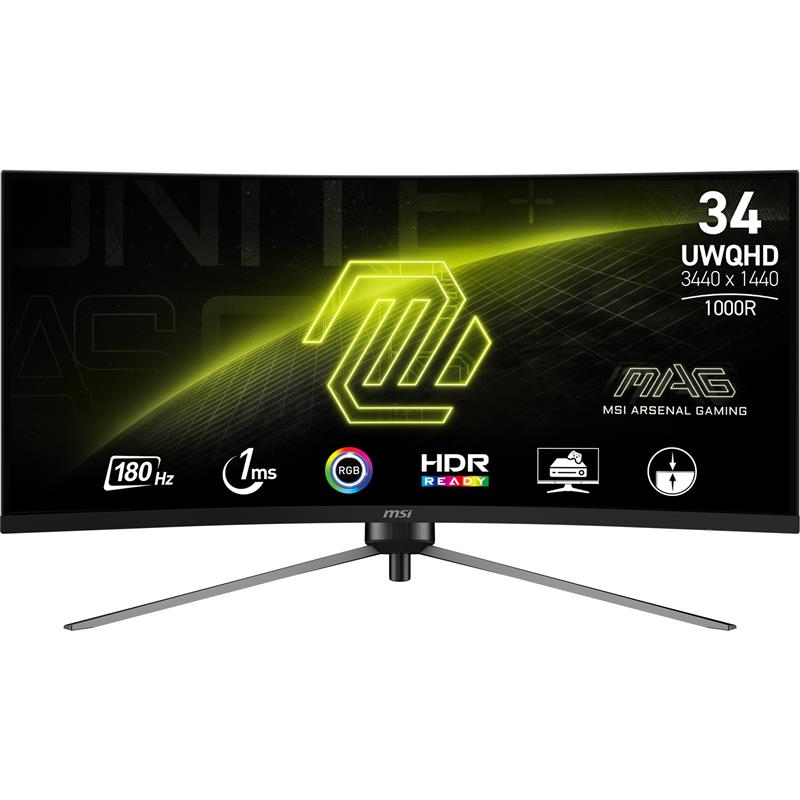 MSI MAG 345CQR computer monitor 86,4 cm (34"") 3440 x 1440 Pixels UltraWide Dual Quad HD Zwart