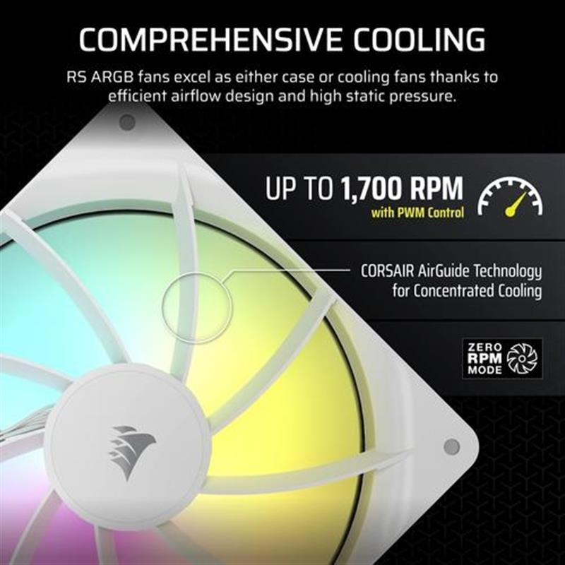 Corsair RS140 ARGB Computer behuizing Ventilator 14 cm Wit 1 stuk s 