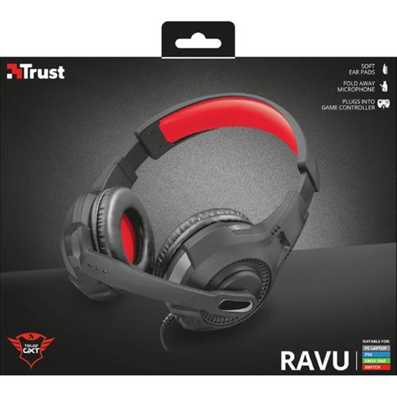 Trust GXT 307 RAVU Headset Hoofdband Zwart, Rood 3,5mm-connector