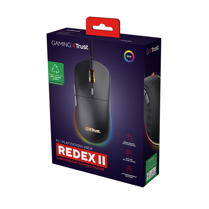 Trust GXT 925 REDEX II muis Rechtshandig USB Type-A Laser 10000 DPI