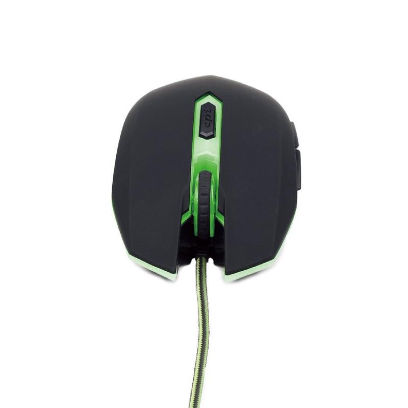 Gembird Gaming muis USB zwart groen 2400dpi illuminated