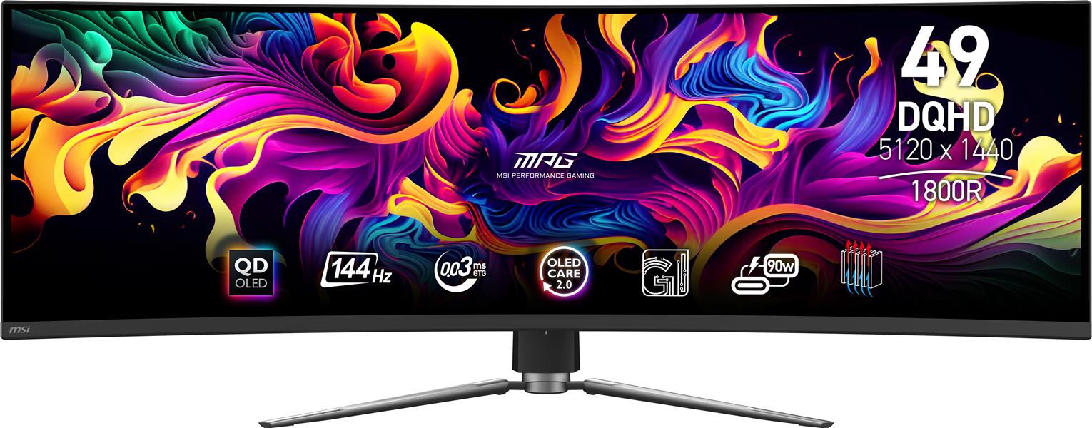 MSI MPG 491CQP QD-OLED computer monitor 124,5 cm (49"") 5120 x 1440 Pixels DQHD QDOLED Zwart