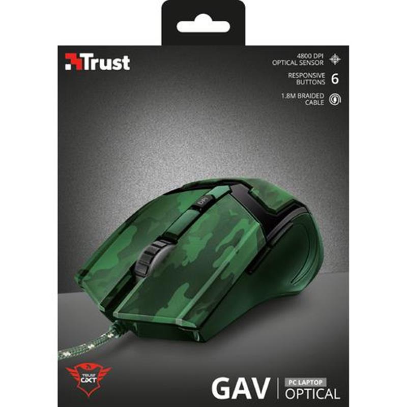 Trust GXT 101 Gav - Gaming Muis - Jungle Camouflage