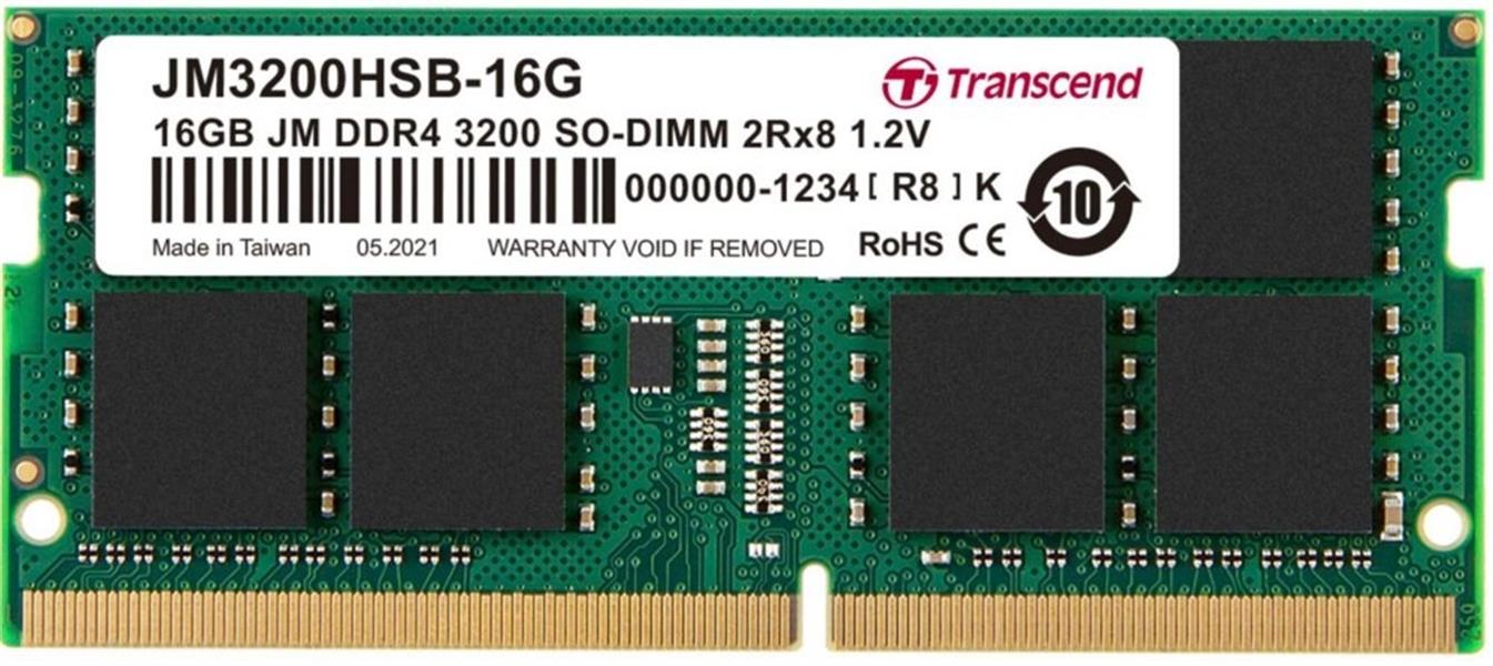 Transcend JetRam 16 GB DDR4 SO-DIMM 3200 Mhz 2Rx8 1Gx8 CL22 1 2V