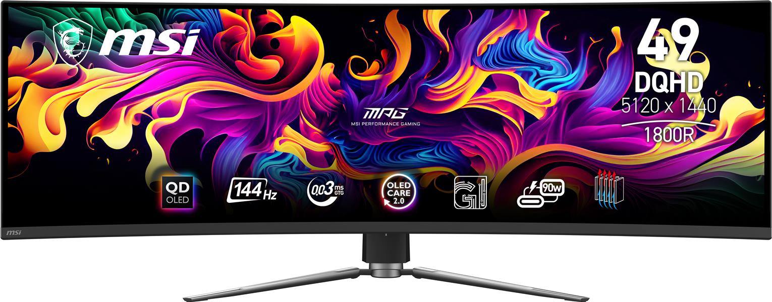 MSI MPG 491CQP QD-OLED computer monitor 124,5 cm (49"") 5120 x 1440 Pixels DQHD QDOLED Zwart