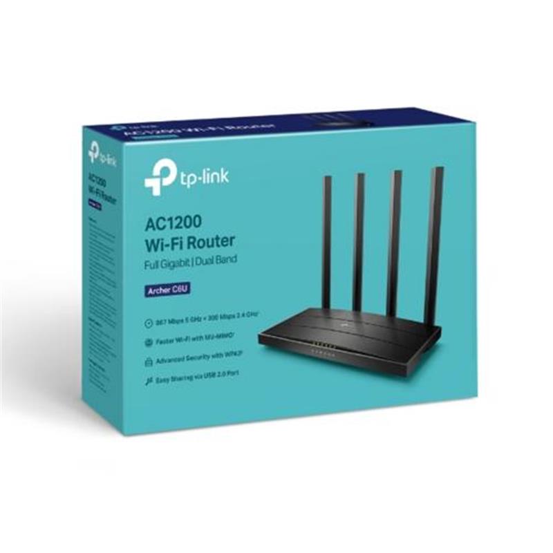 TP-LINK Archer C6U draadloze router Gigabit Ethernet Dual-band (2.4 GHz / 5 GHz) Zwart