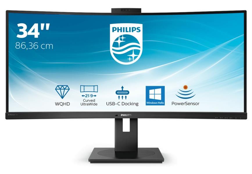 Philips P Line 346P1CRH/00 LED display 86,4 cm (34"") 3440 x 1440 Pixels UltraWide Quad HD Zwart