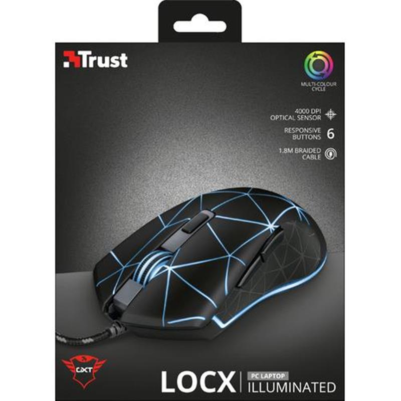 Trust GXT 133 Locx Gaming Muis - Multi Color LED