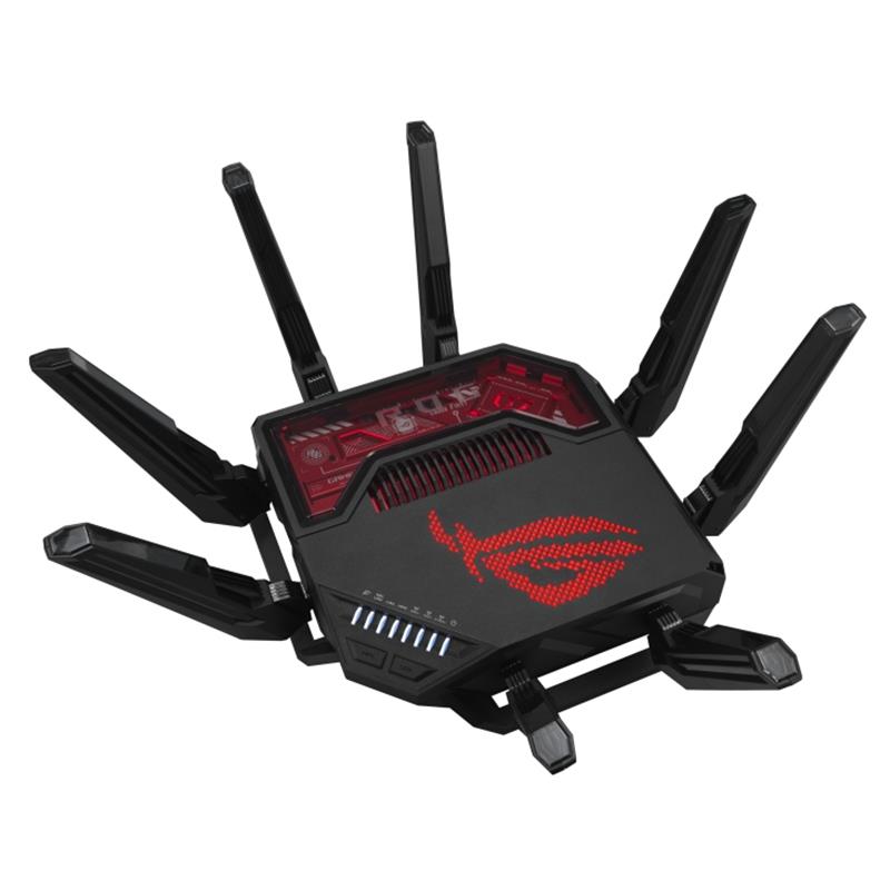 ASUS ROG Rapture GT-BE19000 draadloze router Multi-Gigabit Ethernet Tri-band (2,4 GHz / 5 GHz / 6 GHz) Zwart, Rood