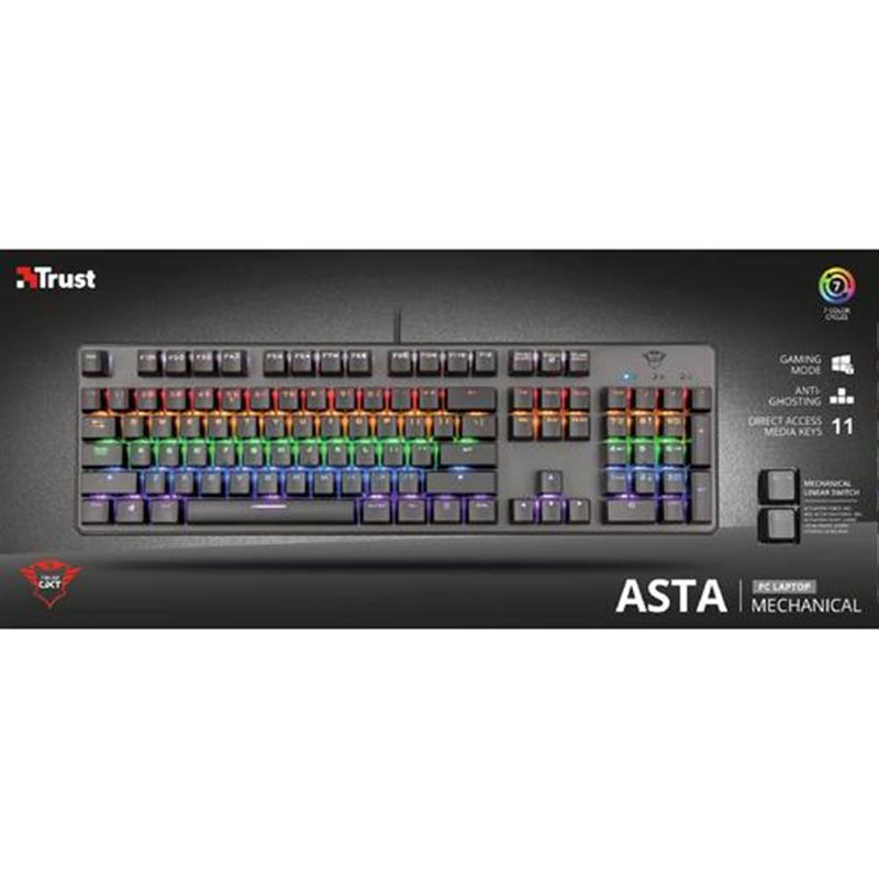 Trust GXT 865 Asta toetsenbord USB Belgisch Zwart