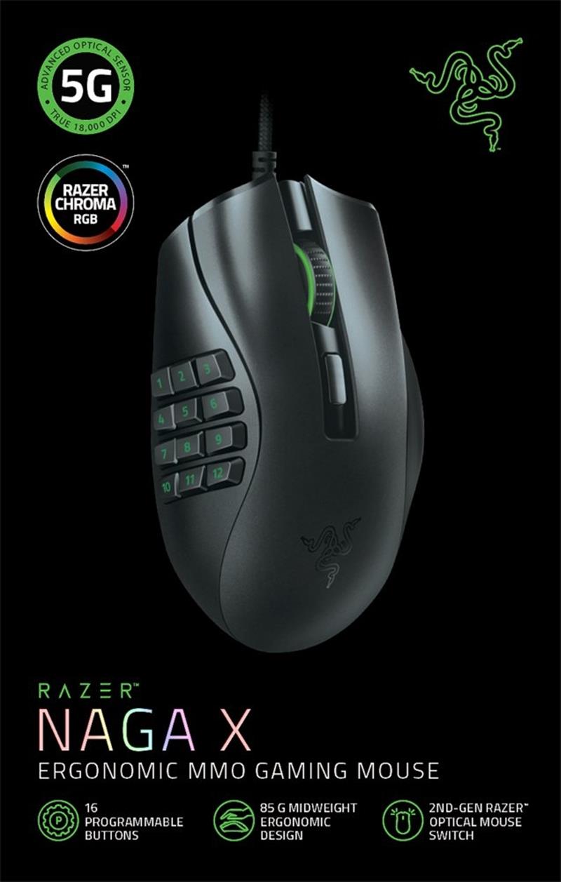 Razer Naga X muis Rechtshandig USB Type-A Optisch 18000 DPI