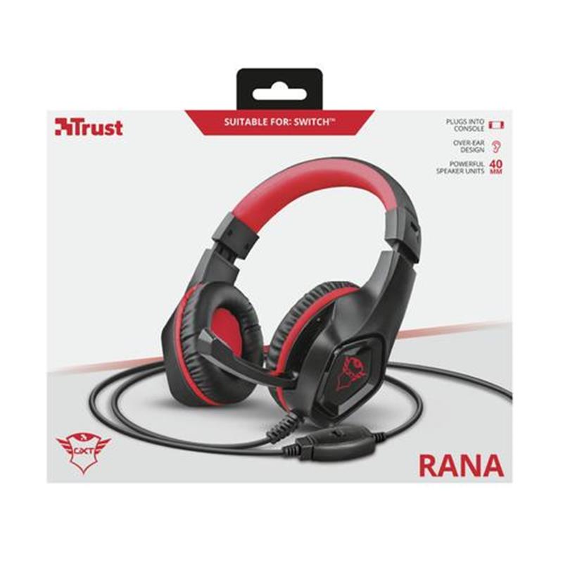 Trust GXT 404R Rana Headset Hoofdband Zwart, Rood 3,5mm-connector