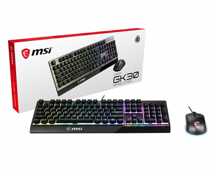 MSI Vigor GK30 COMBO (US) toetsenbord Inclusief muis Gamen USB QWERTY Amerikaans Engels Zwart