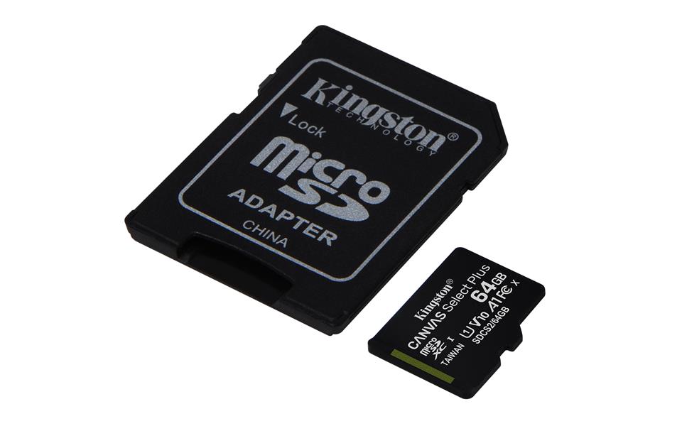 Kingston Technology Canvas Select Plus flashgeheugen 64 GB MicroSDXC Klasse 10 UHS-I