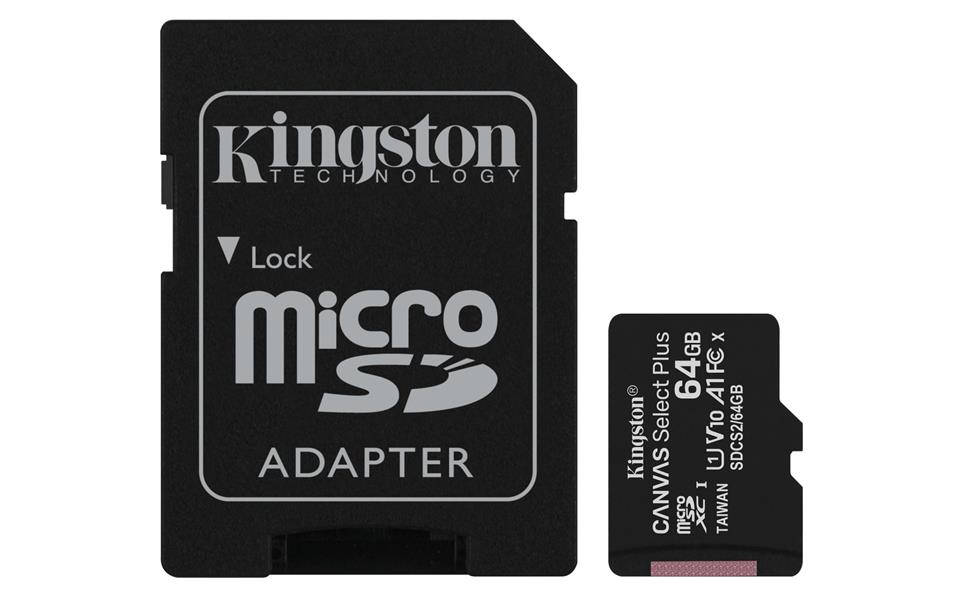 Kingston Technology Canvas Select Plus flashgeheugen 64 GB MicroSDXC Klasse 10 UHS-I