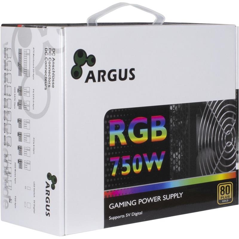 Inter-Tech Argus RGB-750W CM II power supply unit 20+4 pin ATX ATX Zwart