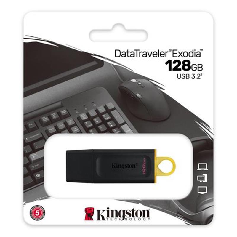 KINGSTON 128GB USB3 2 Gen1 DT Bk Yellow