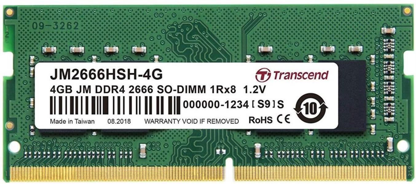 Transcend JM2666HSH-4G geheugenmodule 4 GB 1 x 4 GB DDR4 2666 MHz