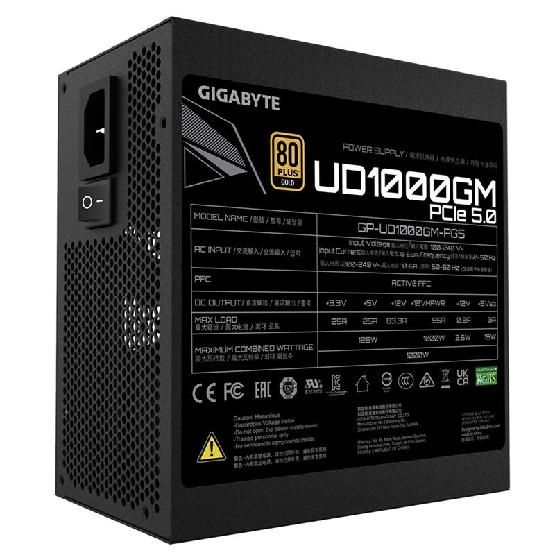 Gigabyte UD1000GM PG5 power supply unit 1000 W 20+4 pin ATX ATX Zwart