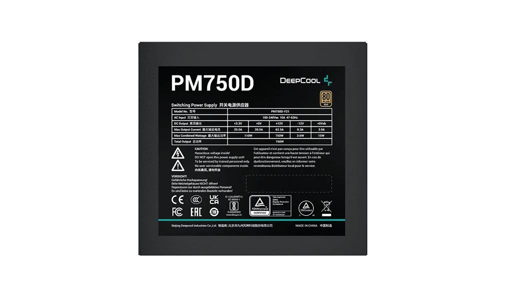 DeepCool PM750D power supply unit 750 W 20+4 pin ATX ATX Zwart