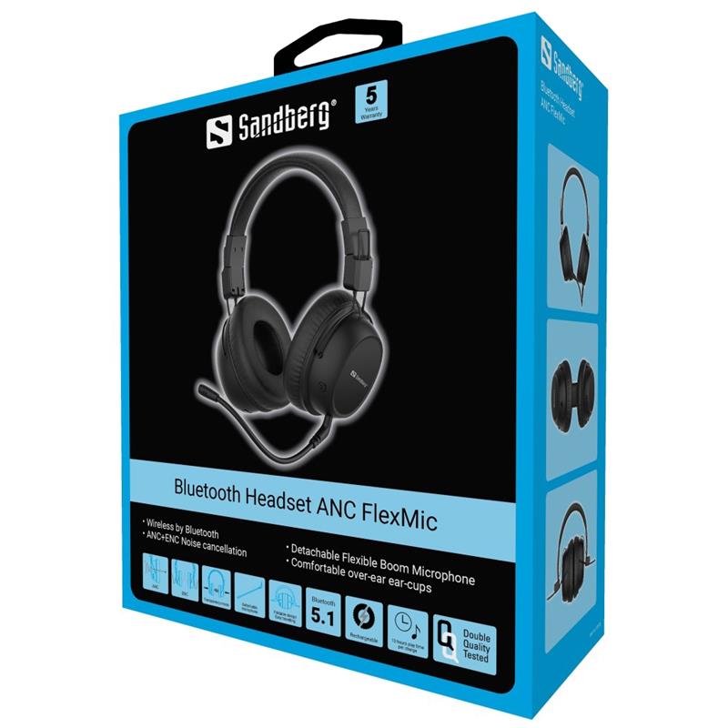 Sandberg 126-36 hoofdtelefoon/headset Draadloos Hoofdband Gamen USB Type-C Bluetooth Zwart