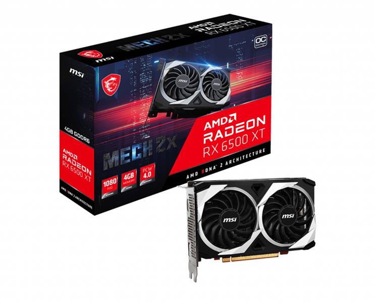 MSI RADEON RX 6500 XT MECH 2X 4G OC videokaart AMD 4 GB GDDR6
