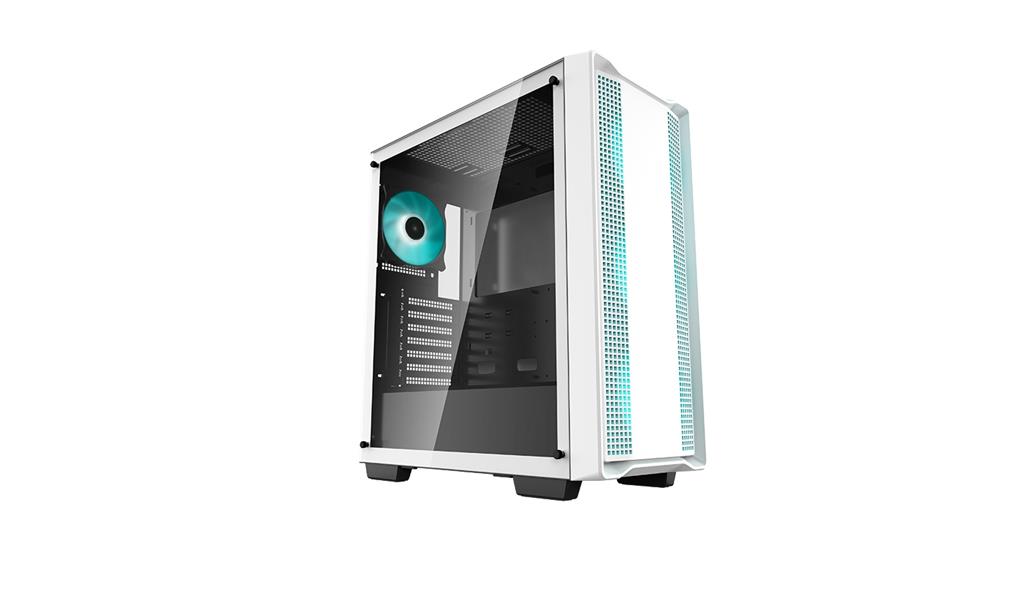 DeepCool CC560 WH Mid-Tower ATX White PC Case 4x Pre-Installed 120mm Marrs Green LED Fans Tempered Glass Side Panel 1xUSB:3 0 1xUSB:2 0 1xAudio